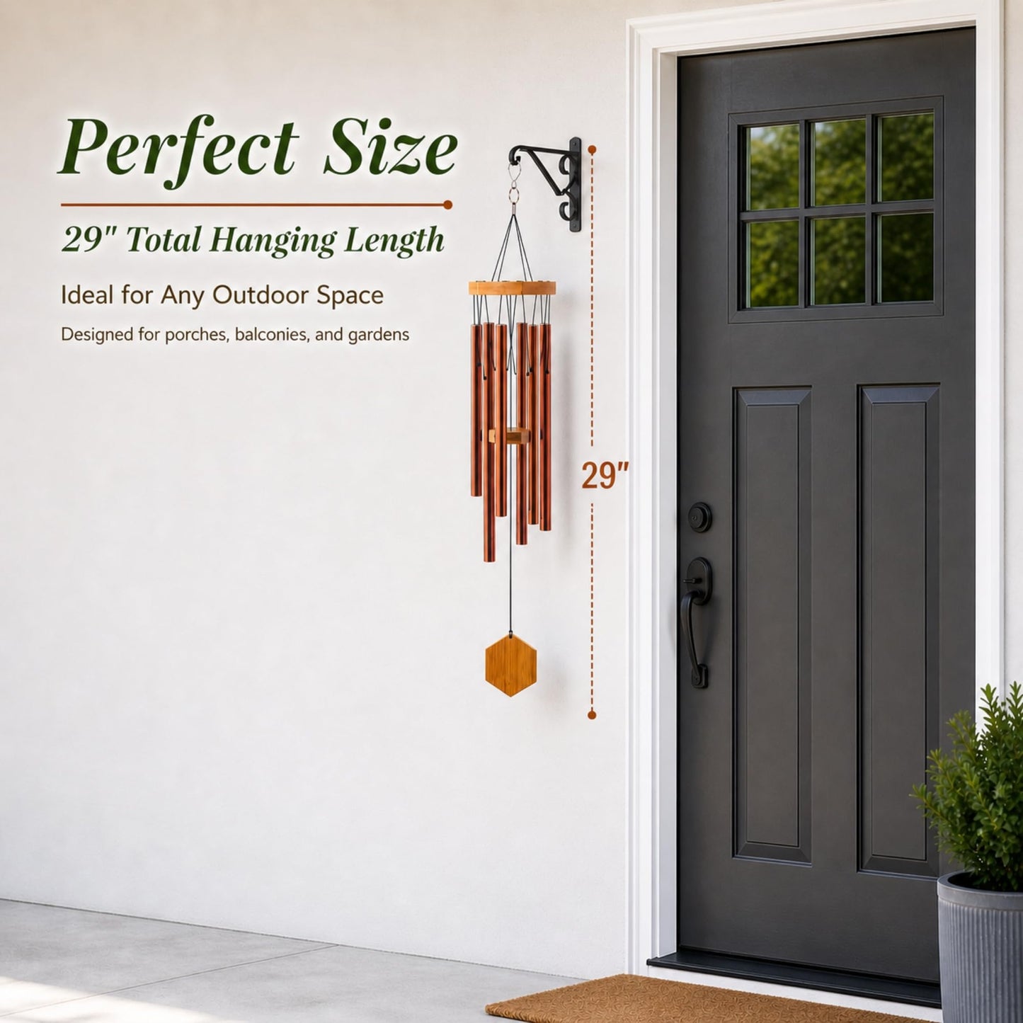 Red Deep Tone Wind Chime – Outdoor Sympathy & Memorial Gift for the Loss of a Loved One, Memorial Wind Chimes, Thoughtful Sympathy Gift for Bereavement and Remembrance. 29" Copper Red