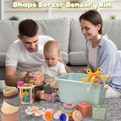 Majabike Baby Toys 6 to 12 Months 7 in 1 Montessori Teething Toys Sorting Sensory Educational Learning Gift for Toddlers Aged 1-3