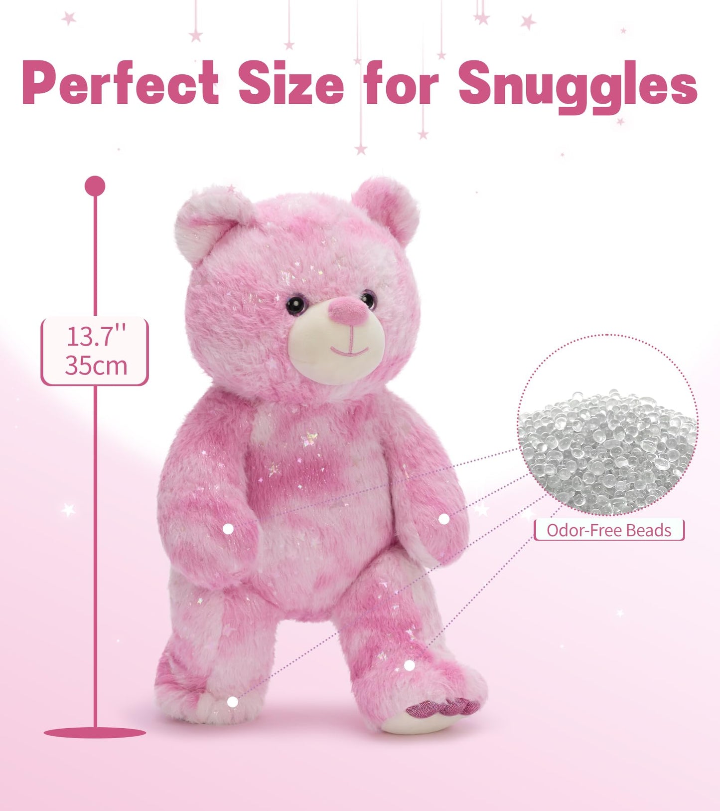 Tezituor Pink Teddy Bear,Stuffed Teddy Bear,Rainbow Bear Plush Toys,13.78in Cute Cozy Bears Stuffed Animal, Plushies,Stuffies for Girlfriend,Kids,Christmas,Birthday,Valentines Gifts,Huggable Medium