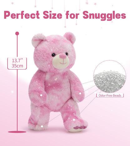 Tezituor Pink Teddy Bear,Stuffed Teddy Bear,Rainbow Bear Plush Toys,13.78in Cute Cozy Bears Stuffed Animal, Plushies,Stuffies for Girlfriend,Kids,Christmas,Birthday,Valentines Gifts,Huggable Medium