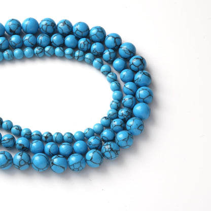 90PCS 4MM Blue Turquoises Round Loose Beads Natural Gemstone Beads for Jewelry Making DIY Bracelet Necklace 15"
