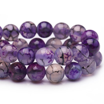 Chicager 8mm Natural Stone Beads for Jewelry Making,Purple Dragon Vein Agate Polished Smooth Round Gemstone Beads for Bracelet Necklace 15 Inch