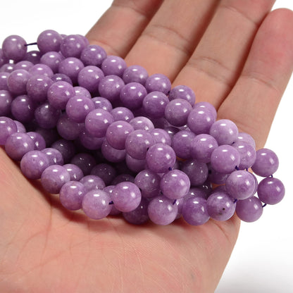 jodaying 10mm Purple Dyed Jade Smooth Round Natural Gemstone Loose Beads for Jewelry Making DIY Findings 1 Strand 15"