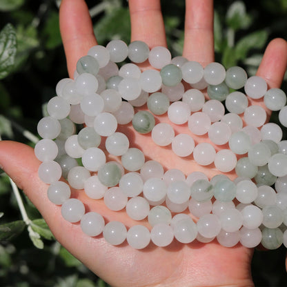 35pcs 10mm Natural Gemstone Beads for Jewelry Making Supplies,White Jade Healing Crystal Polished Round Loose Stone Beads for Bracelet Necklace 15 Inch