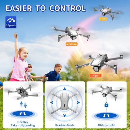 Dwi Dowellin GPS Drone with Camera for Adults,2K HD RC Plegable Drones with Auto Return,Follow Me and Lightweight,2 PCS Batteries for Long Flight Time,Easy Fly Quadcopter for Kids & Beginners