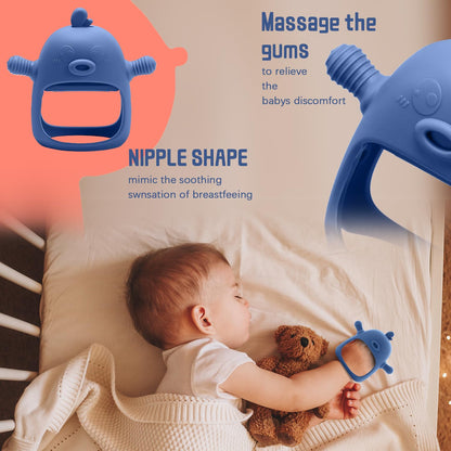 Gedebey 3-in-1 Baby Food & Fruit Feeder Set – Breastmilk Popsicle Mold with Freezer Tray, Teething Relief Toy, BPA Free Infant Silicone Feeding Combo, 3 Bonus Sizes (S/M/L) Sacs (Steel Blue)