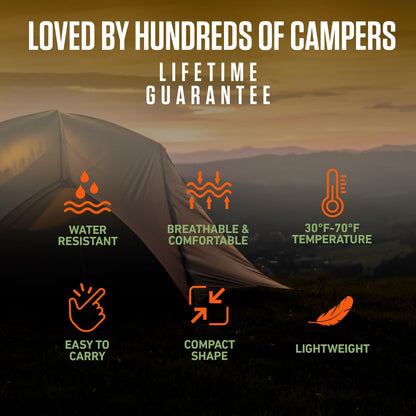 VENTURE 4TH 3-Season XXL Backpacking Sleeping Bag, Camping Sleeping Bags for Adults & Kids - Lightweight, Comfortable, Water Resistant, Ideal for Hiking, Camping & Outdoor – Orange/Black