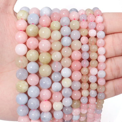 35pcs 10mm Natural Morganite Gemstone Beads Energy Healing Crystal Round Loose Stone Beads for Jewelry Making, DIY Bracelets Necklaces
