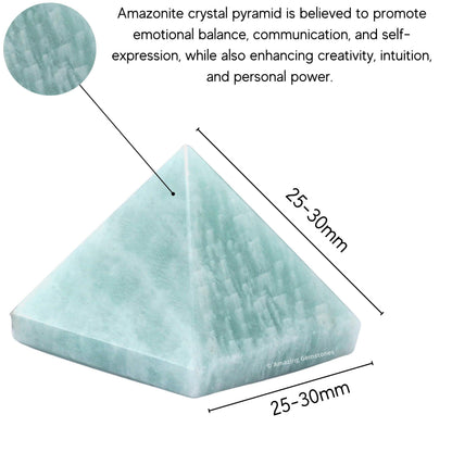 Amazing Gemstone Amazonite Pyramid Crystal Healing Stones - 1" Great Pyramid Figurine of Natural Stone Pyramid for Meditation, Reiki, Chakra Balancing and Crystal Pyramids Grid
