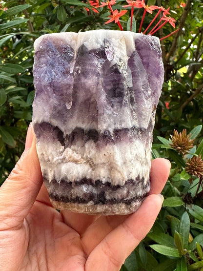 GAF TREASURES XL Raw Chevron Amethyst, 3-4" Natural Rough Chevron Amethyst, Chevron Amethyst Healing Rough Crystal (Chevron Amethyst, 0.5-1 lb)