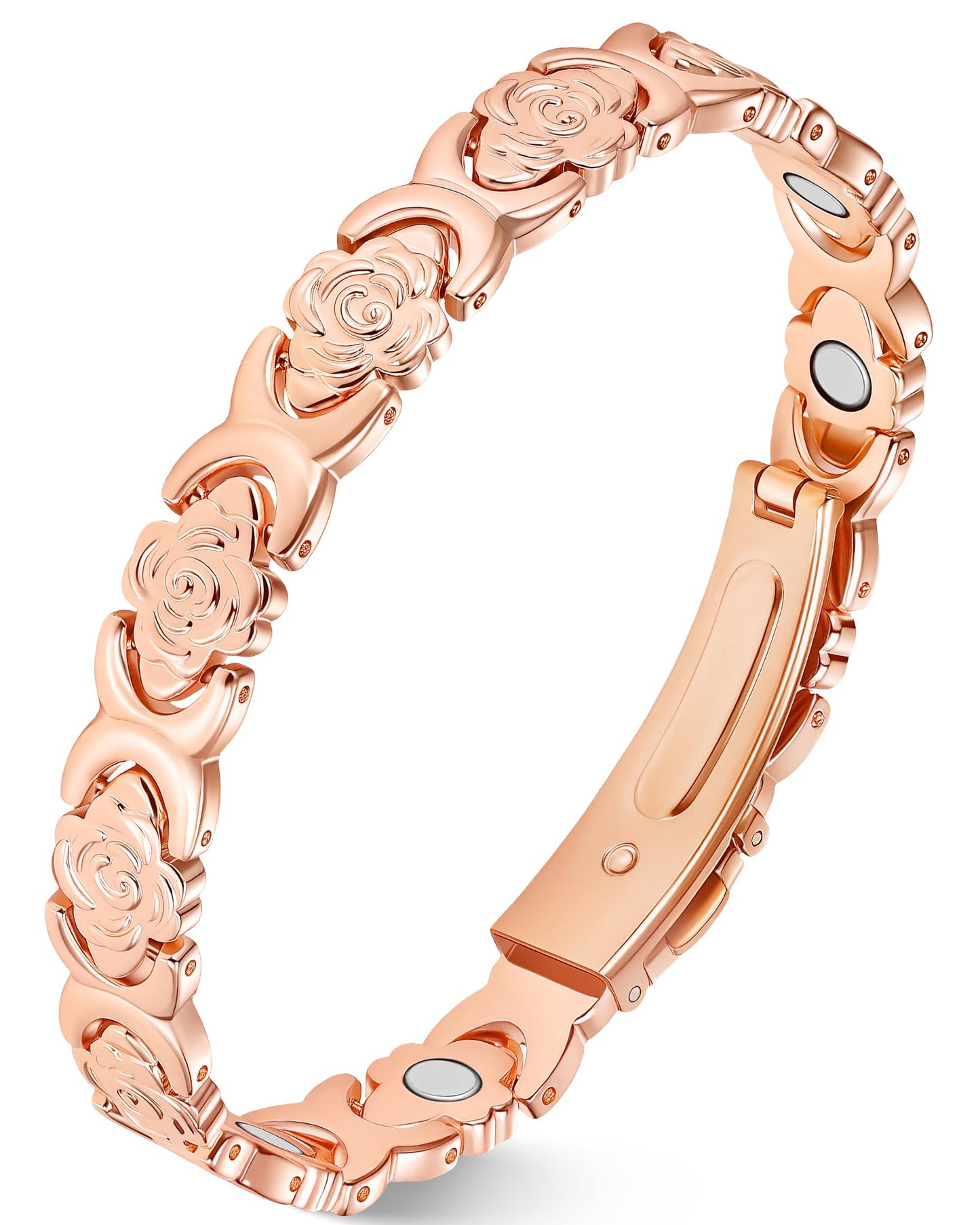 Jecanori Flower Copper Bracelets for Women, Effective Magnetic Therapy Bracelet for Women, Adjustable Copper Jewelry Gift