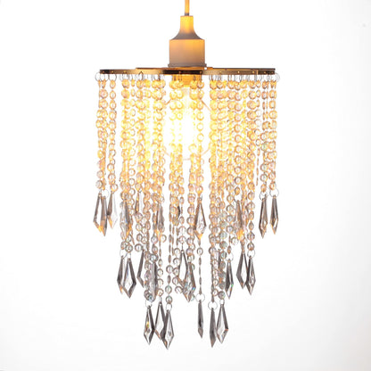 Cioceen Acrylic Chandelier Ceiling Light Shade Beaded Hanging Pendant Lampshade with Gold Frame for Bedroom for Wedding Party H12.9" X W8.7" 3 Tiers