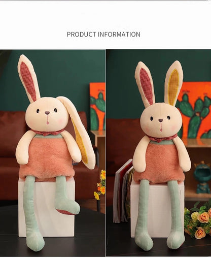Ninqukico Plush Bunny -17'' Stuffed Animal Rabbit Pull-Out Ears and Legs, Cute Bunny Rabbit Soft Plushie Toy for Girls or Baby