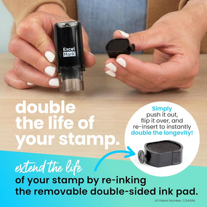ExcelMark Happy Sun - Round Self-Inking Teacher Stamp - Red Ink