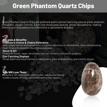 1.1lb Natural Crushed Green Phantom Quartz Crystal Tumbled Chips-Healing Crystals Chips Bulk, Crushed Crystal Gemstones for Crafts, Beautiful Package for Gift