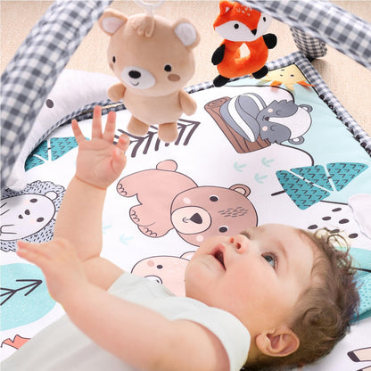 The Peanutshell Unisex Baby Play Gym & 7-in-1 Play Mat - Playmat Baby Toys 0-6, 6-12 Months Tummy Time Mat with Hanging Toys, Soft Padded for Newborns, Infants - Woodland