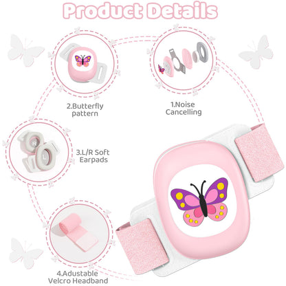 YomauiYee Baby Earmuffs,Baby Noise Cancelling Headphones with Butterfly Pattern, Infant Ear Protection for Toddler 0-48 Months,Infant Travel Essentials for Airplane/Improves Sleep