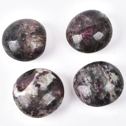 JIC Gem 2 Pcs Polished Rubellite Tourmaline Palm Stones Pocket Worry Stones Crystal Healing Irregular Gemstone Chakra Reiki 2 Inch
