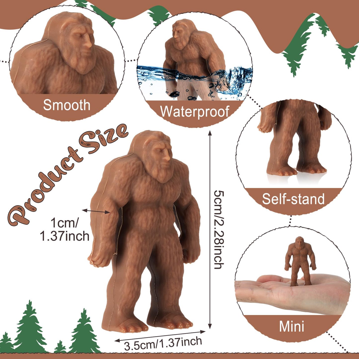 Chunful 36 Pcs Mini Bigfoot Figurines Gifts Little Sasquatch Bulk Miniature Bigfoot for Party Favors Sasquatch Fans Valentine Birthday Gifts for Men Women Home Bookcase Living Room Scenes Decor