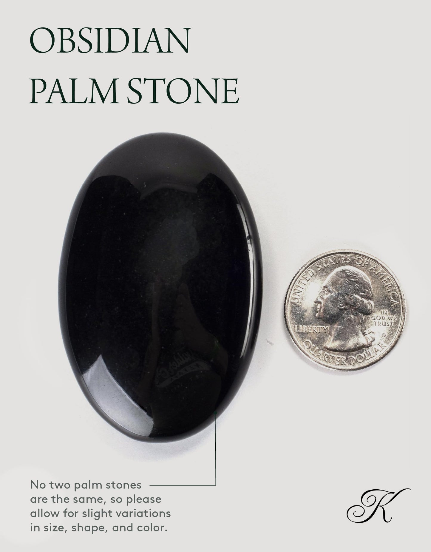 KALIFANO Obsidian Palm Stone with Healing & Calming Effects - High Energy Obsidiana with Information Card - Reiki Worry Crystal Used for Detoxification (Family Owned and Operated)