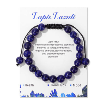 8mm Lapis Lazuli Bracelet for Women Handmade Adjustable Blue Bead Bracelet Healing Crystal Bracelet Gemstone Bracelets Lapis Lazuli Jewelry for Women Men