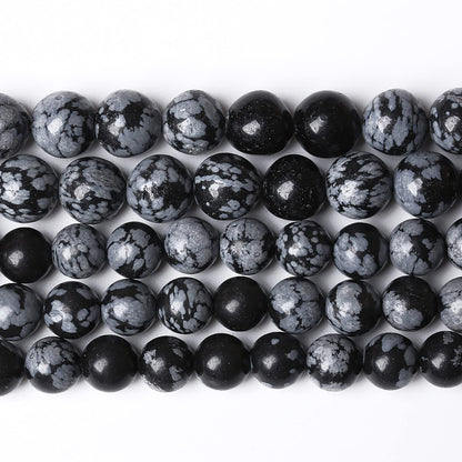 Natural Snowflake Obsidian Beads Round Loose Stone Energy Healing Gemstone Beads for Jewelry Making DIY Bracelet Necklace for Jewelry Making 8mm 45pcs