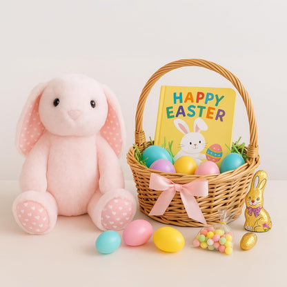 WEIGEDU Pink Rabbit Bunny Stuffed Animal Plush Toys with Floppy Ears & Heart Print for Lover, Kids, Boys, Girls, Babies - Perfect Birthday Nursery Décor Easter Christmas Bedtime Gift