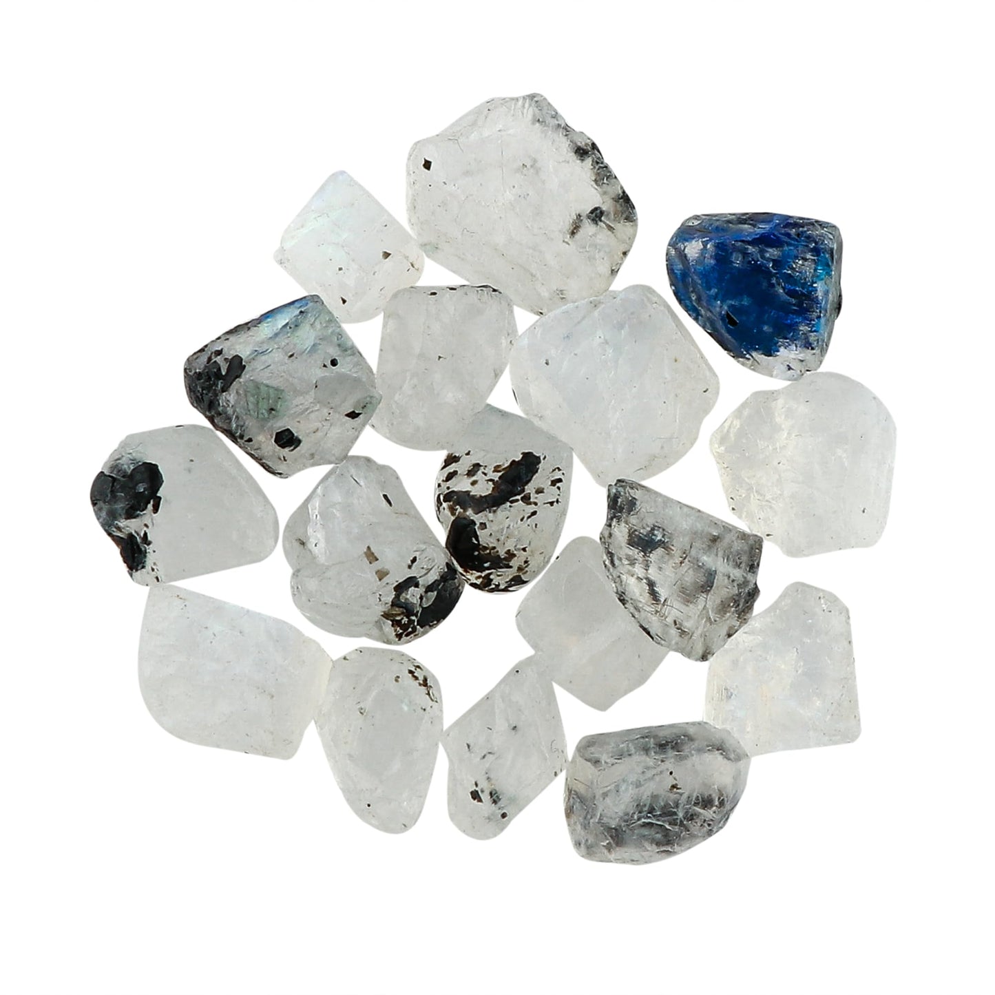 CRYSTALINES (50cts) Natural Raw Rainbow Moonstone Gemstones, Wholesale Rough Stones Lot Supplies, DIY Jewelry Making, Wire Wrapping, Healing Crystals, Gem Collection (Approx.15-17pcs)