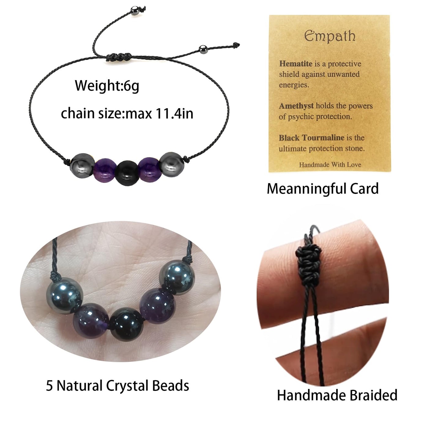 yfstyle Healing Spiritual Crystal Bracelets Anxiety Relief Bracelets Empath Protection Bracelet for Women Men Jewelry Gifts-Empathy Bra