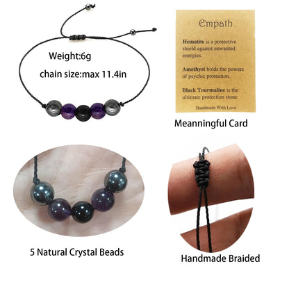 yfstyle Healing Spiritual Crystal Bracelets Anxiety Relief Bracelets Empath Protection Bracelet for Women Men Jewelry Gifts-Empathy Bra
