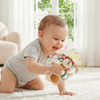 TYRY.HU Baby Rattles Toy, Plush Lion Rattle, Stuffed Animal Hand Rattles,Infant Grab Shake Rattle, Crinkle & Squeaker,Soft Sensory Toy with Sound for Babies 0-6 6-12 Months, Lion