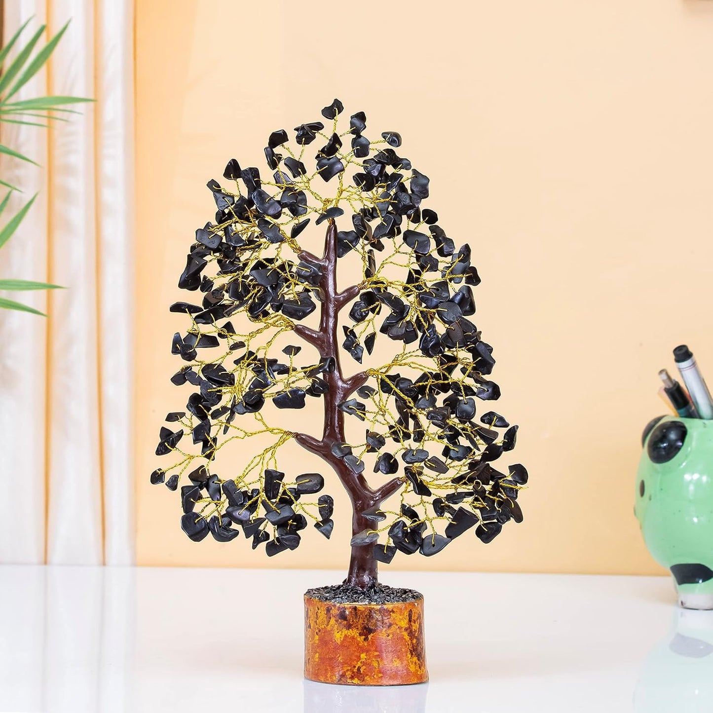 Crocon® Black Tourmaline Gemstone Tree of Life Crystals and Healing Stones, Birthday Gifts for Women, Men & Friends, Gifts for Mom Birthday, Home Office Decor, Spiritual Gift for Women Bedroom Decor