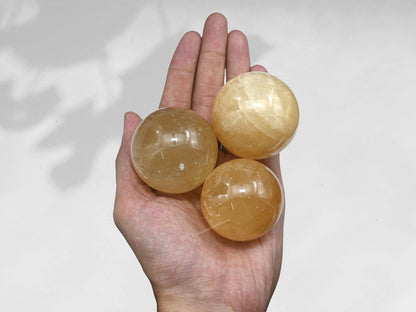 Amazing Gemstone Yellow Calcite Crystal Ball with Stand - 2 Inches Crystal Sphere Meditation Balls for Witchcraft and Decorative Balls