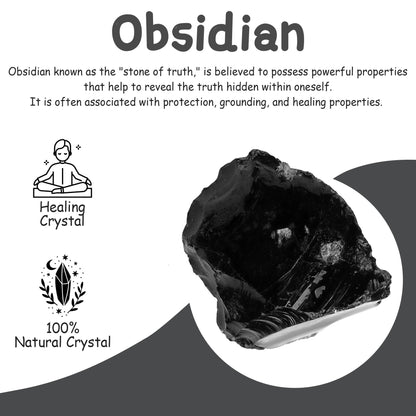 QINJIEJIE 2PCS Black Obsidian Raw Crystals 1.8-2.2" Natural Healing Stones Rough Crystal Rocks for Tumbling Cabbing Polishing Fountain Rocks Handmade DIY Decoration Gifts