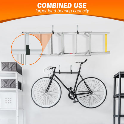 TVKB Ladder Hangers for Garage Wall Garage Hooks Heavy Duty Wall Hooks Set of 4 Tool Organizers and Storage Wall Mount Garage Storage Utility Rack Tool Holder for Garage Garden Shed Shop Bike Hose