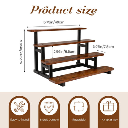 NANXITU 4 tiered Wood Risers Display Stands, Straight Display Stands for Vendor Events, Cupcake Dessert Food Stand Display Table,Craft Shows Farmers Market Retail Display Racks for Collectible Perfume
