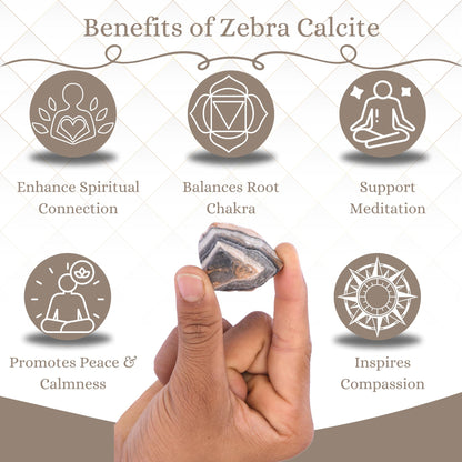 ANAYA AGATE Zebra Calcite 2 Pcs Raw Crystals Rough Gemstones w/Authenticity Card, Velvet Pouch - Large 1.25–2.0" Raw Stones for Tumbling, Cabbing, Polishing, Cutting Natural Healing Crystals for Home Decor, DIY Stones