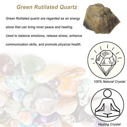 Erliway 1.25-2" Green Rutilated Quartz Raw Crystals, Natural Rough Green Rutilated Quartz Stone, Healing Stones for Fountain Rock, Home Decor Meditation Energy Balancing Wire Wrapping Reiki