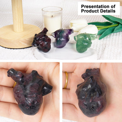 QLRSUXN Garnet Heart Crystal Figurines, 2.1 Inch Crystal Heart Love Statue for Home Decor, Meditation and Stress Relief, Hand Carved Natural Healing Stone Cardiac Sculpture Spiritual Gift for Women