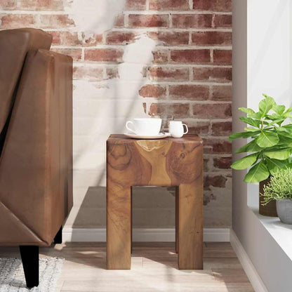 Gecheer Teak Wooden Rustic Stool Handmade for Home Decoration 30 x 30 x 40 cm