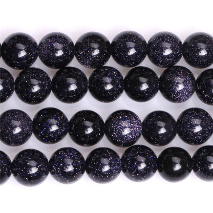 10mm Natural Blue Sandstone Beads Round Gemstone Loose Beads for Jewelry Making (36-38pcs/strand)