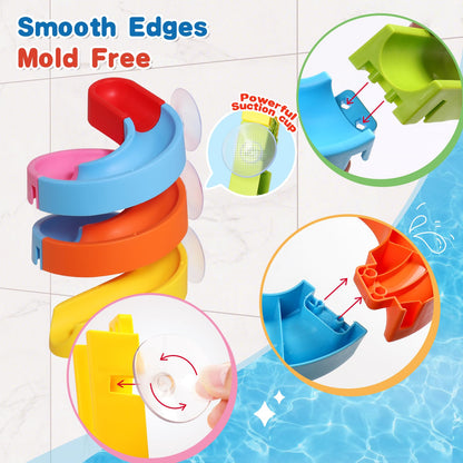 Fajiabao Bath Toys for Kids Ages 4-8 3-5 Toddler Bath Toys City Car Slide Fun DIY Bathtub Shower Birthday GITS for Kids 2-4 5 6 7 Year Old Boys Girls(Classic Edition)
