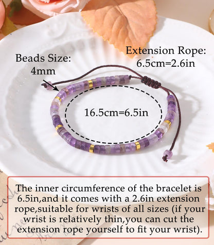CASDAN Natural Crystal Healing Beaded Bracelet for Women Natural Stone Adjustable Braided Rope Bracelets Spiritual Inspirational Gifts Bracelets
