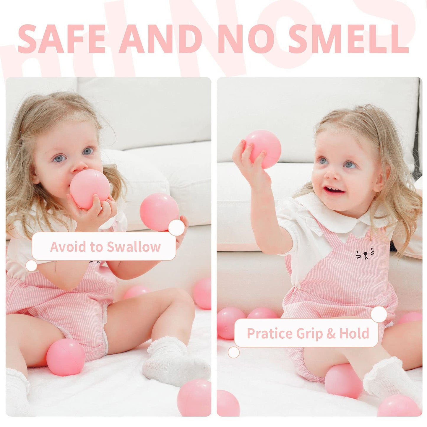 TRENDPLAY Plastic Balls for Ball Pits - Pack of 100 Hollow Balls- Safe and Exciting Playtime - Perfect for Toddler Baby Pools,Party,Festival Decoration, Pink+Pearl Brown