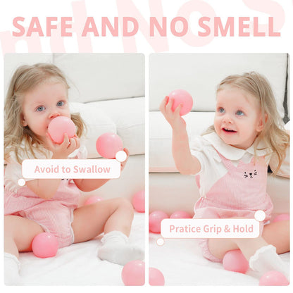 TRENDPLAY Plastic Balls for Ball Pits - Pack of 100 Hollow Balls- Safe and Exciting Playtime - Perfect for Toddler Baby Pools,Party,Festival Decoration, Pink+Pearl Brown