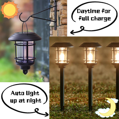 Dynaming 6 Pack Dual Use Solar Path Lights Outdoor, Hanging Lantern Solar Garden Lights with Edison Bulb, Landscape Lighting, Waterproof & Auto On/Off for Patio Pathway Walkway Driveway, Warm White