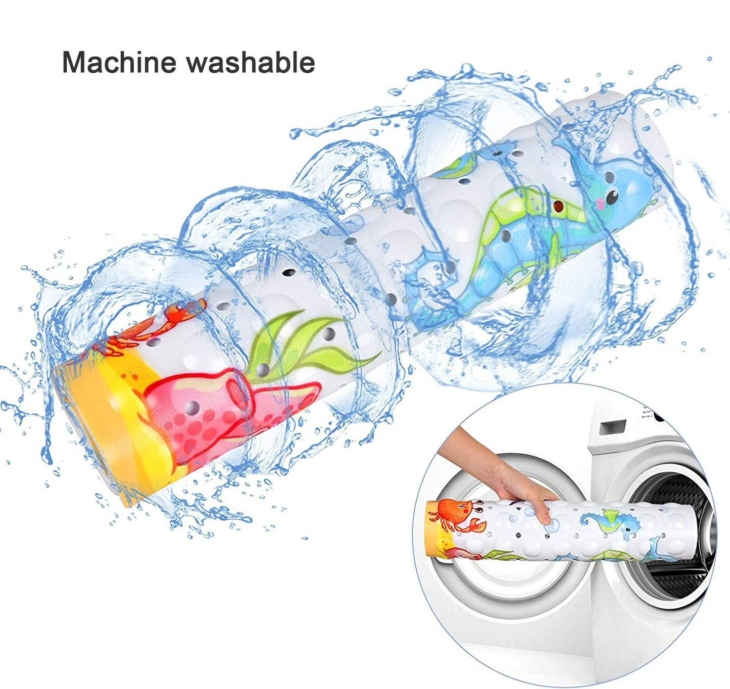 youxiaoshi Baby Bath Mat, Bathroom Bathtub Mat for Kid's, Cartoon Bath Tub Shower Mat with Drain Holes and Suction Cups, 40 X 16 Inch Soft&Non-Slip, Machine Washable (Turtle)
