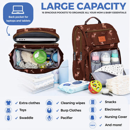 PILLANI Baby Diaper Bag Backpack - Large Bag for Boys & Girls, Waterproof Diaper Backpack - Travel Diaper Bags w/Changing Pad, Baby Registry Search & Shower Gifts - Essentials Must Haves Newborn Stuff