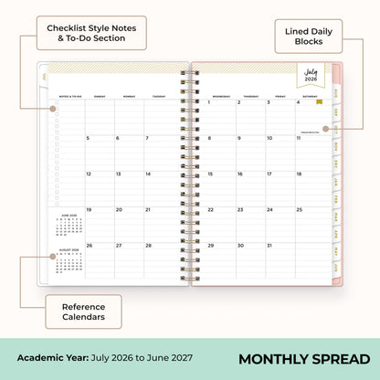 Blue Sky Day Designer 2026-2027 Weekly and Monthly Academic Year Planner Calendar, July 2026 - June 2027, 5" x 8", Flexible Cover, Wirebound, Storage Pocket, Includes Stickers, Smitten