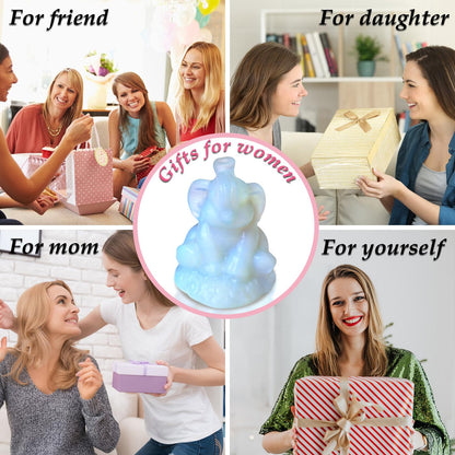 ZHIYUXI 2.2" Opalite Elephant Gifts for Women Encouraging White Elephant Decor Lucky Cute Elephants Figurine Inspirational Gifts for Women